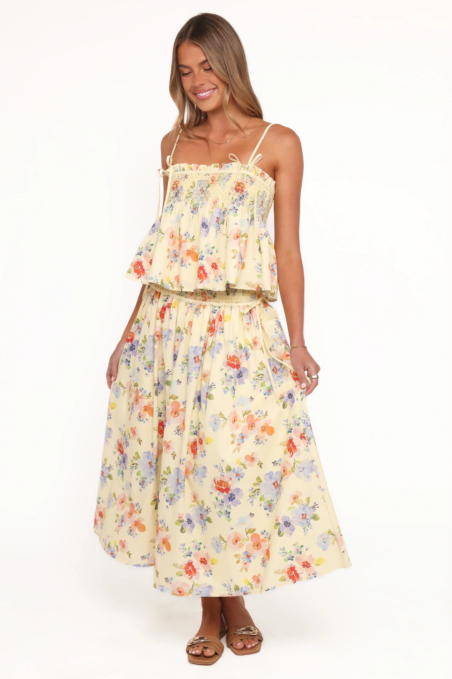 Cosima Baby Doll Top Yellow Floral