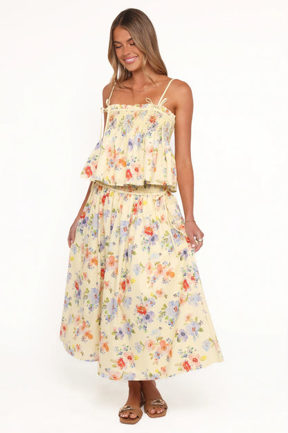 Cosima Baby Doll Top Yellow Floral