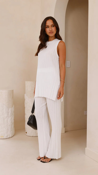 Megan Knit Pants White
