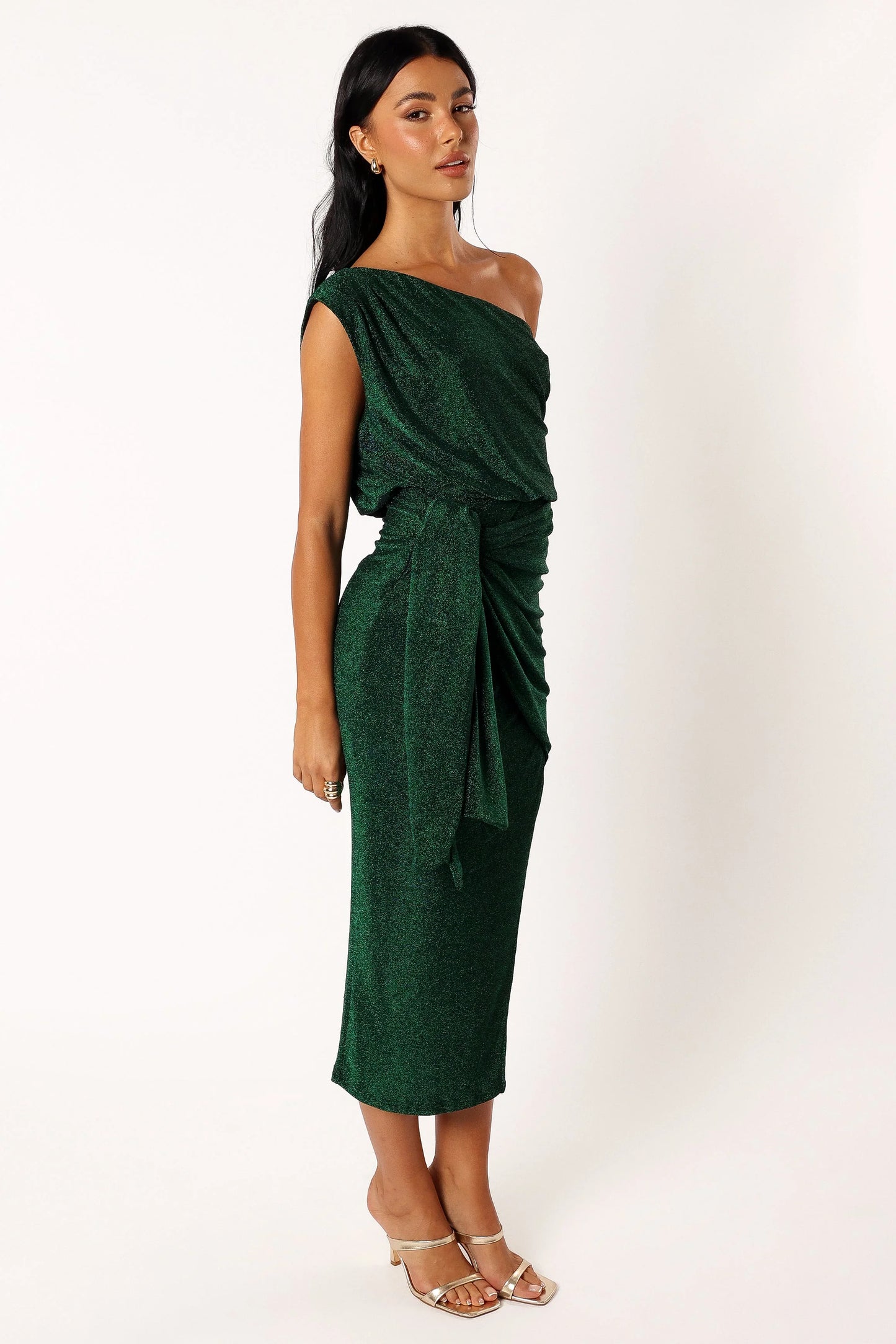 Santiago Off Shoulder Midi Dress Emerald