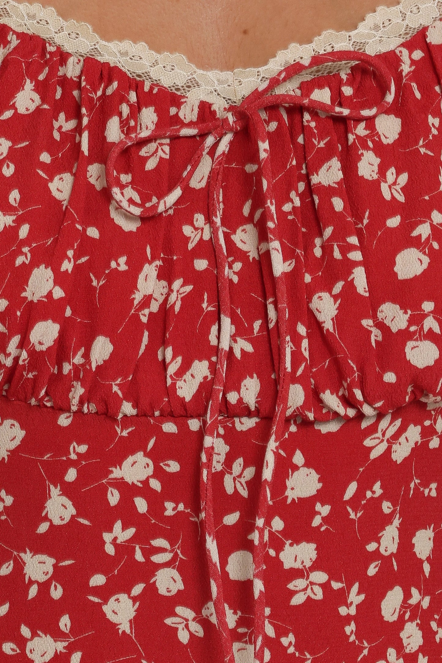 Francine Lace Midi Dress Red Floral