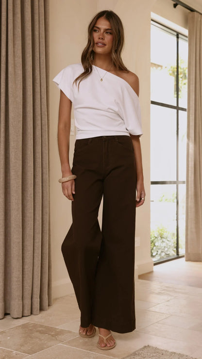 Zandra Wide Leg Jeans Chocolate