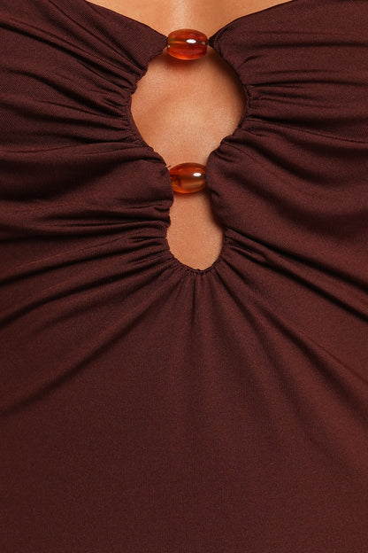 Ashy Midi Dress Brown