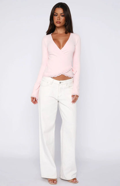 Cater To You Long Sleeve Top Baby Pink