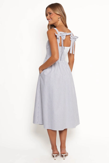 Johanna Midi Dress Grey White