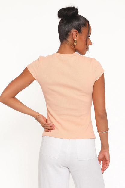Tatum Asymmetrical Knit Top Coral