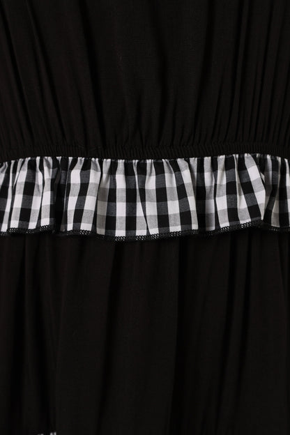 Chanty Tiered Midi Dress Black Gingham