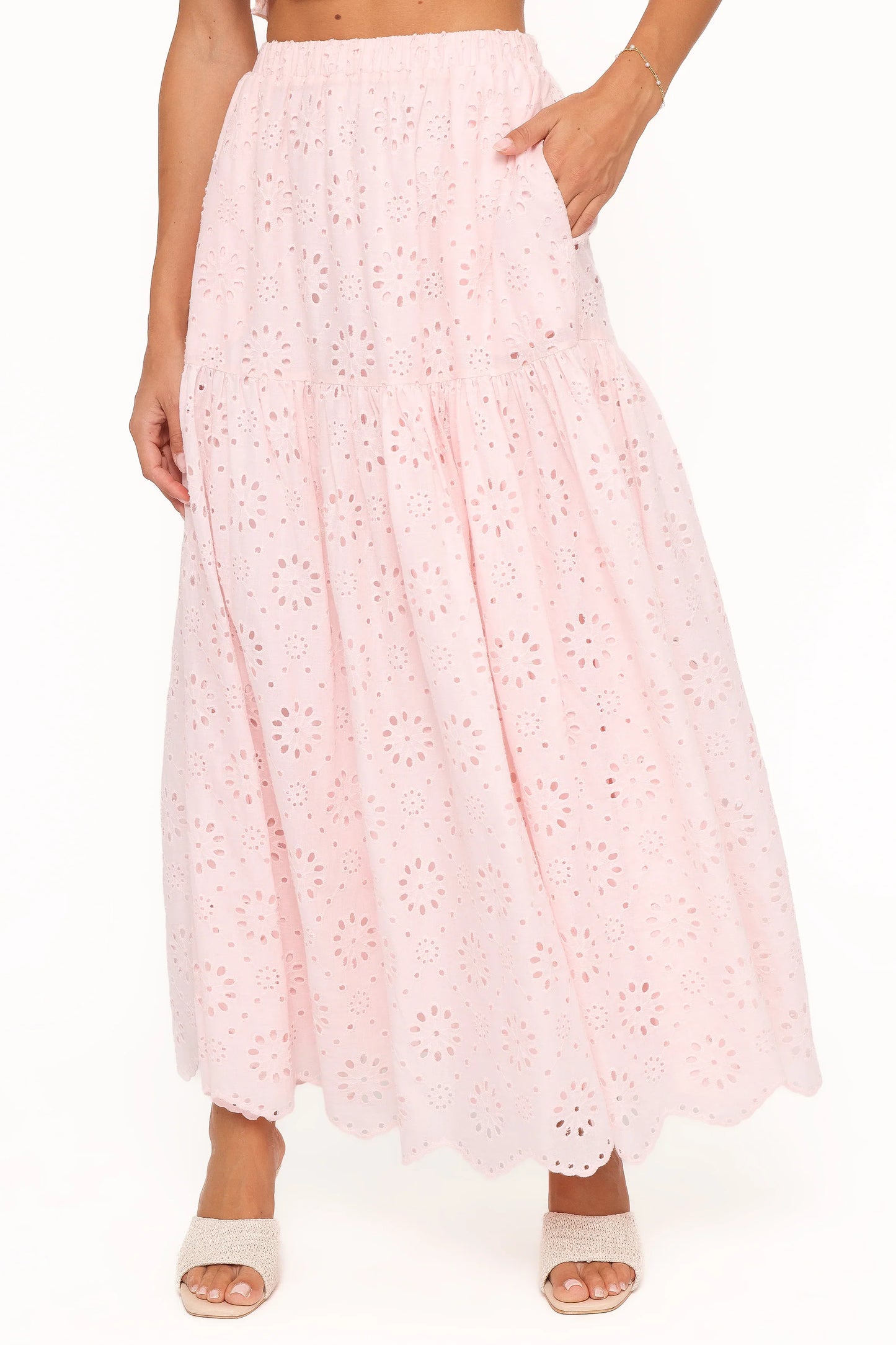 Angelina Skirt Set Pink Broiderie