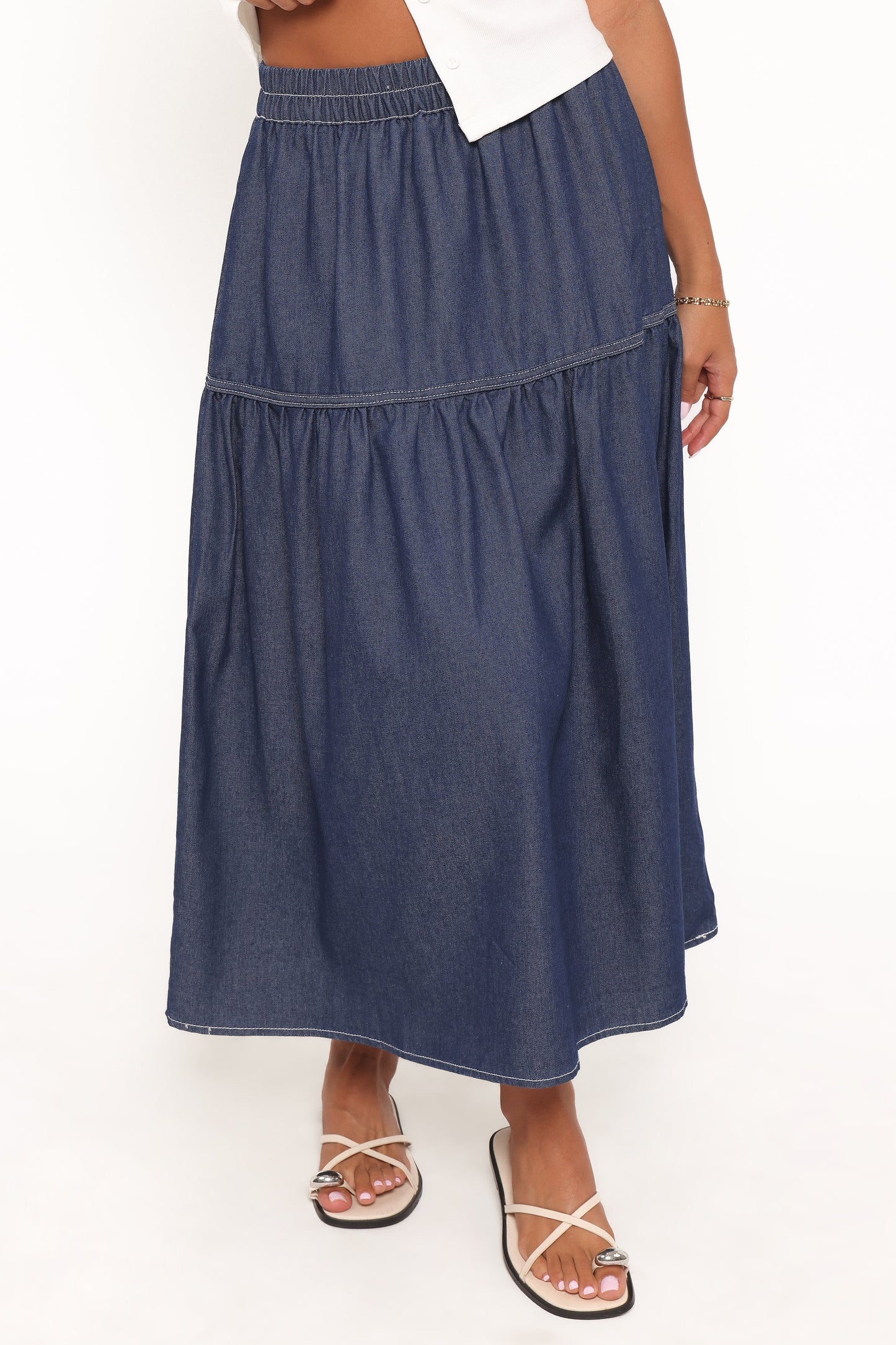 Meadow Midi Denim Skirt Dark Wash