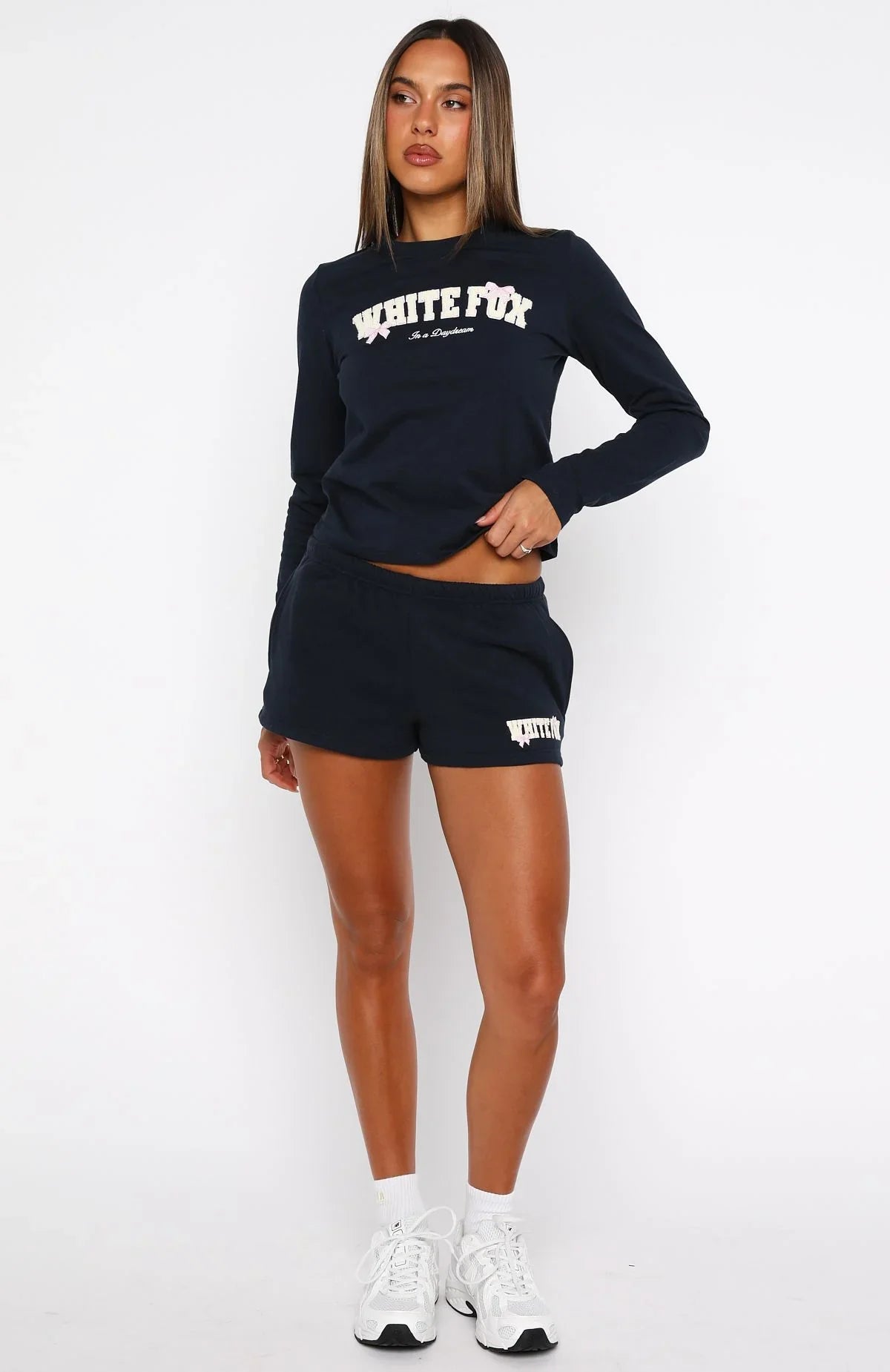 Daydreamers Madeline Long Sleeve Baby Tee Navy