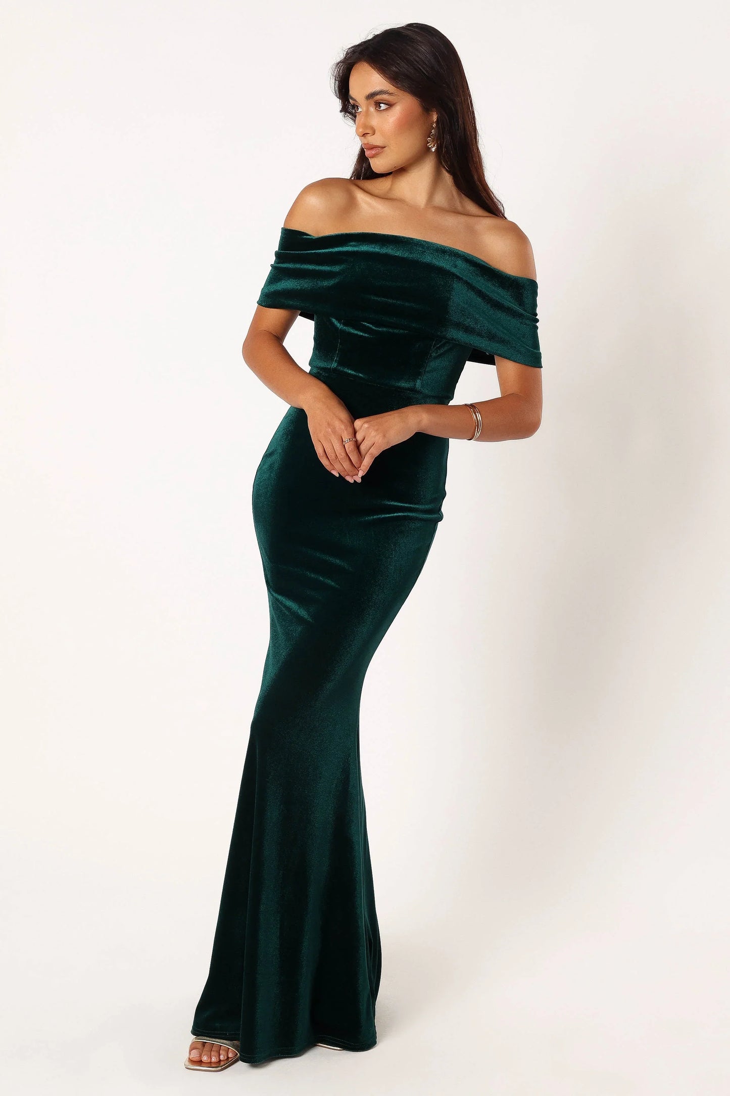 Adair Off Shoulder Maxi Dress Emerald Green