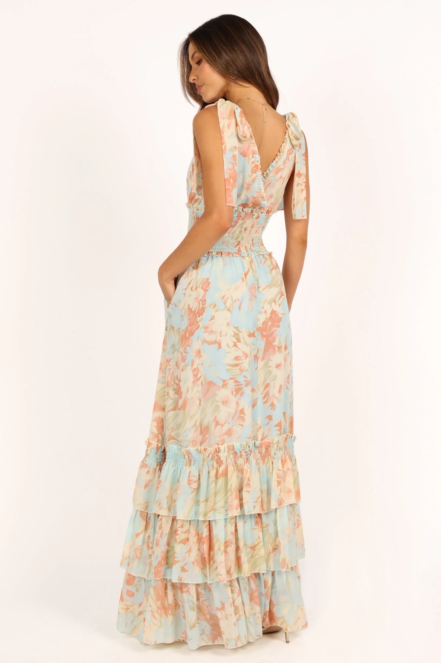 Christabel Tiered Maxi Dress Blue Floral