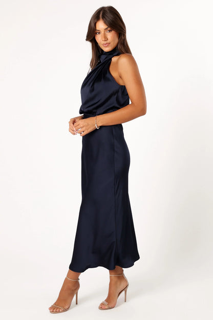 Anabelle Halter Neck Midi Dress Navy