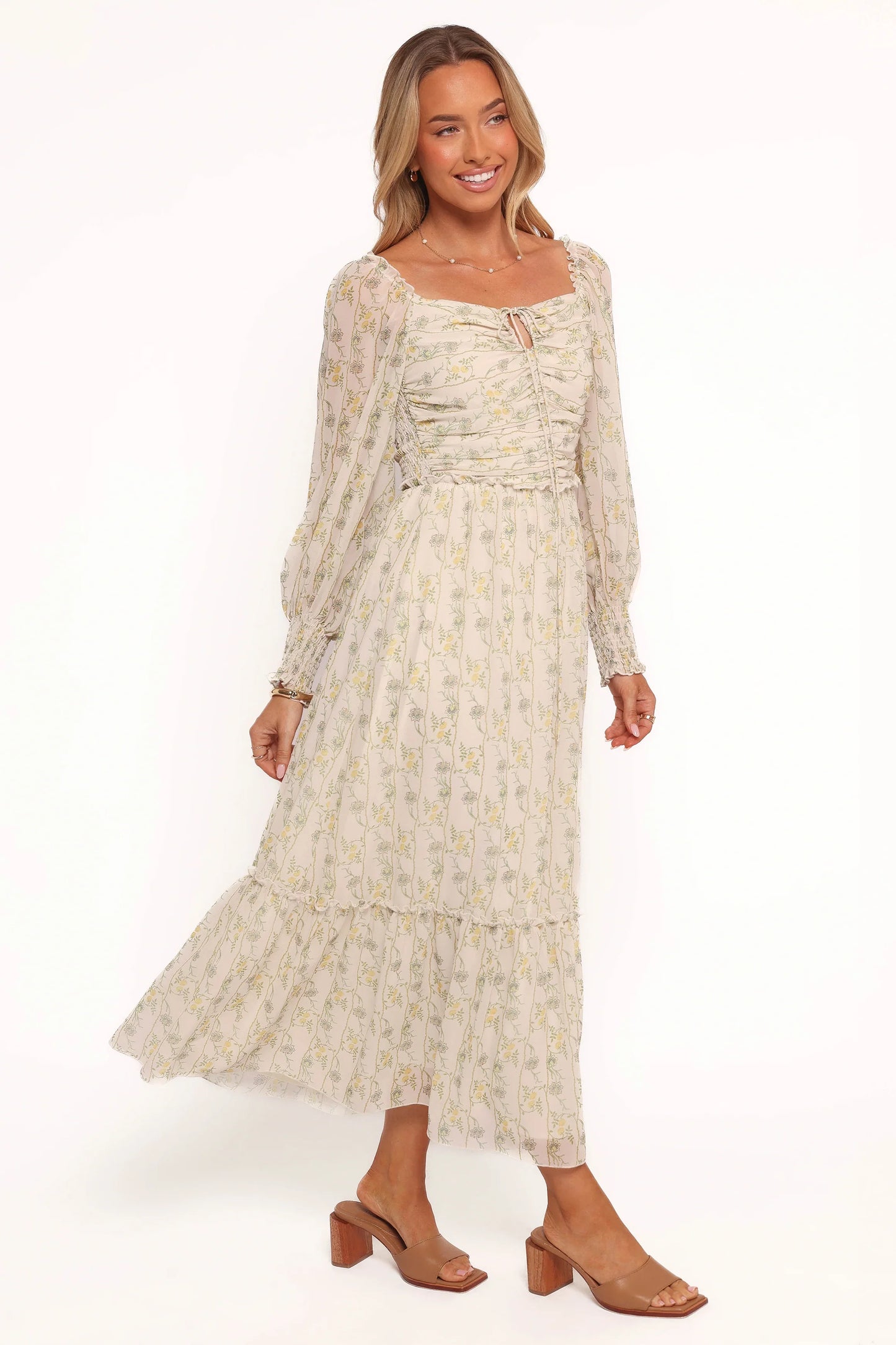 Keziah Long Sleeve Maxi Dress Yellow Floral