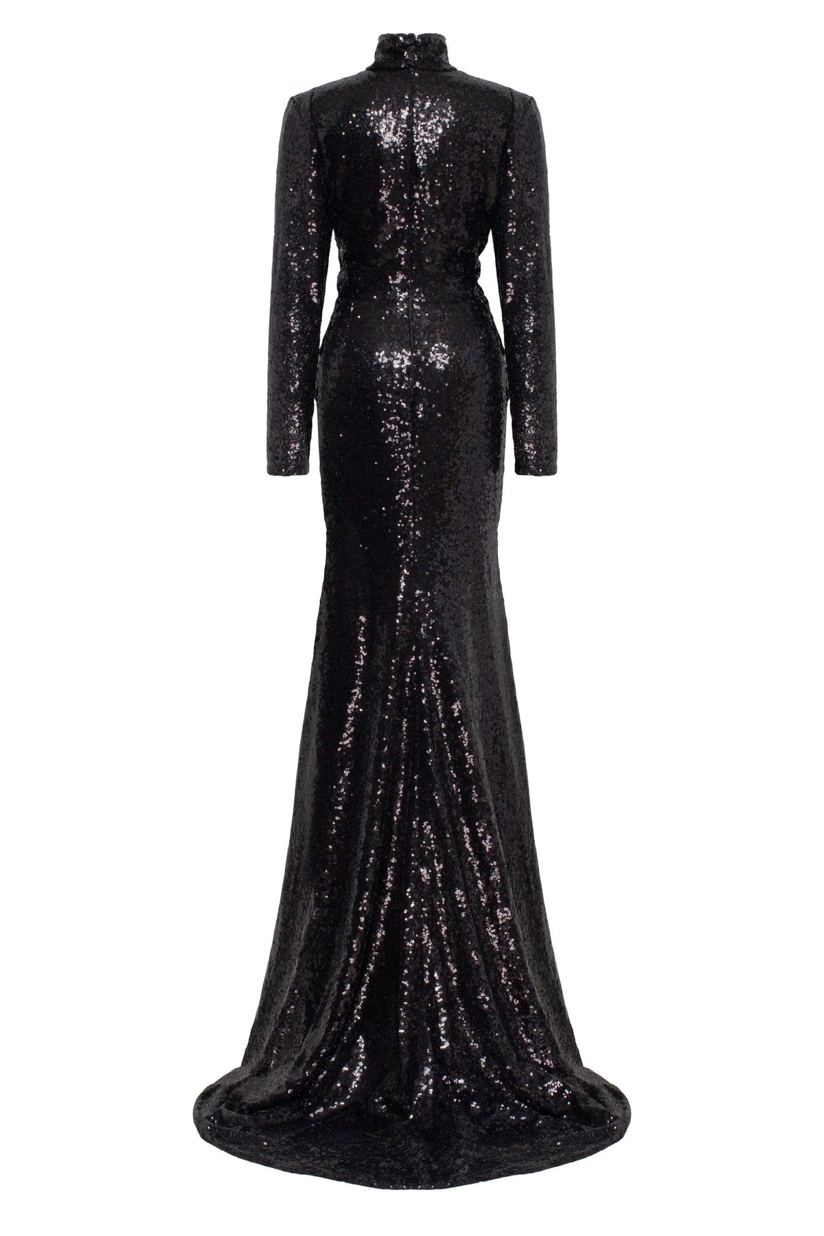 Long sleeve black sequin dress