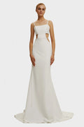White Casual side cut out maxi dress