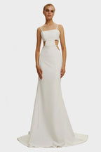 White Casual side cut out maxi dress