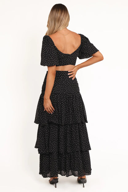 Selina Skirt Set Black Polka Dot