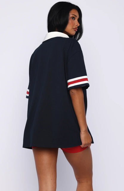 Break It Up Oversized Jersey Navy