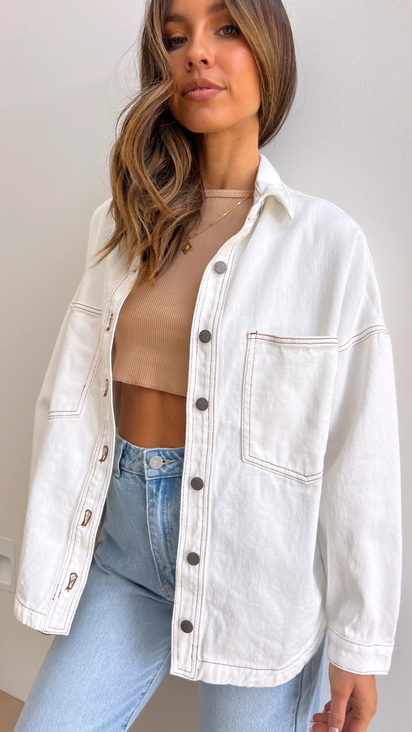 Ensley Denim Jacket White