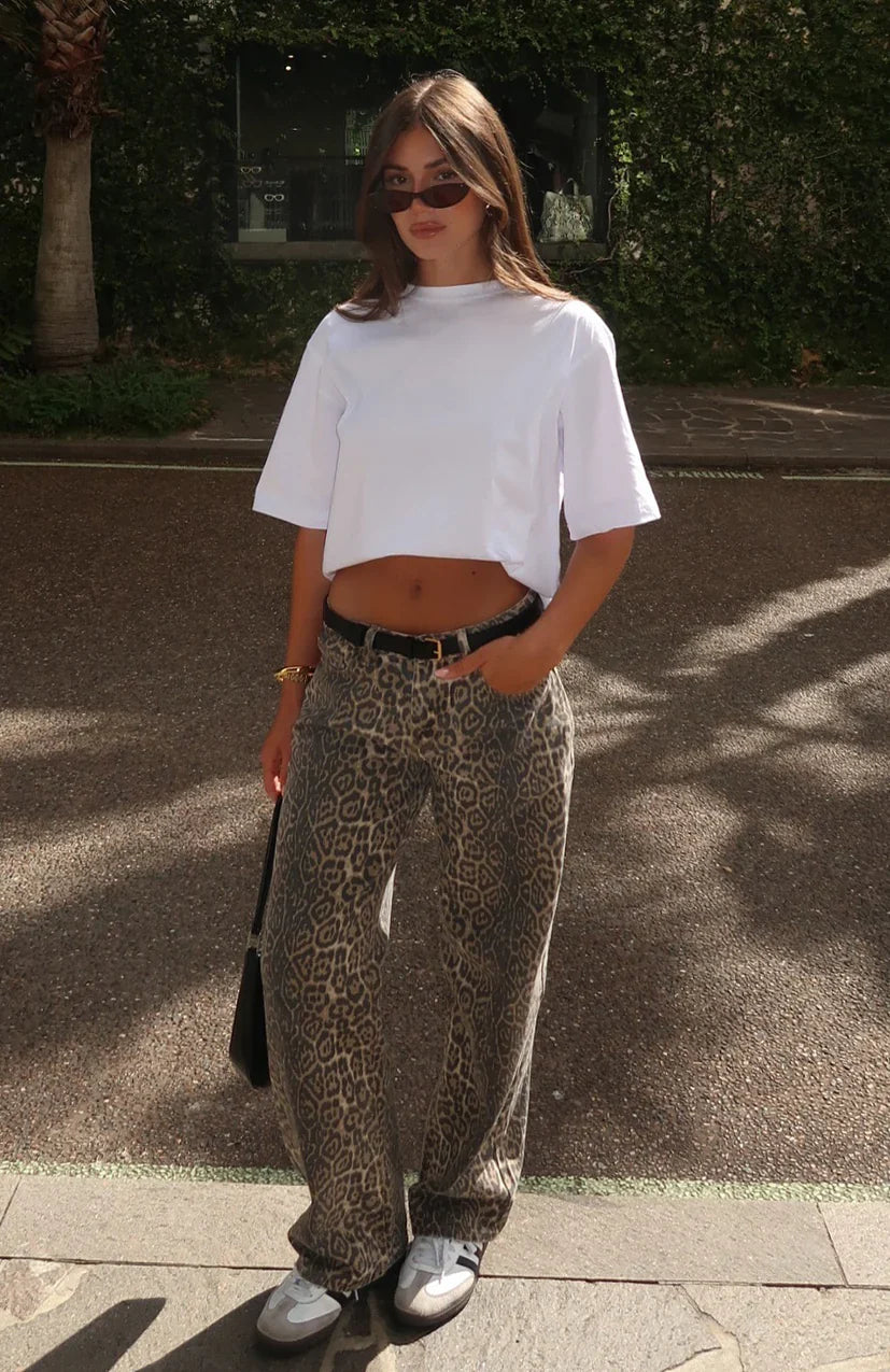 Stella Low Rise Wide Leg Jeans Leopard