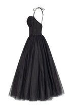 Black Tie strap cocktail dress with the elegant corset embroidery