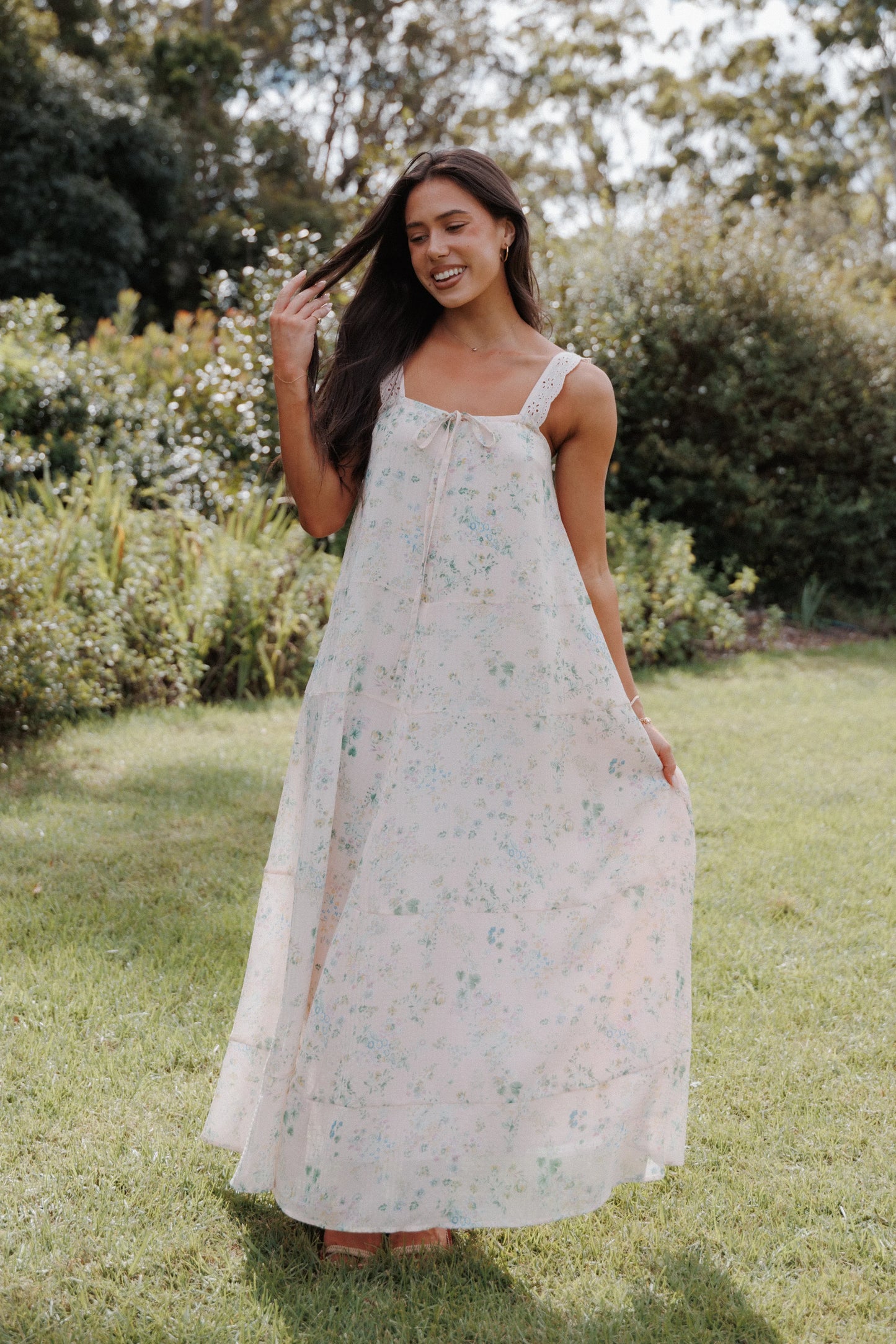 Caroline Maxi Dress Pastel Pink Floral