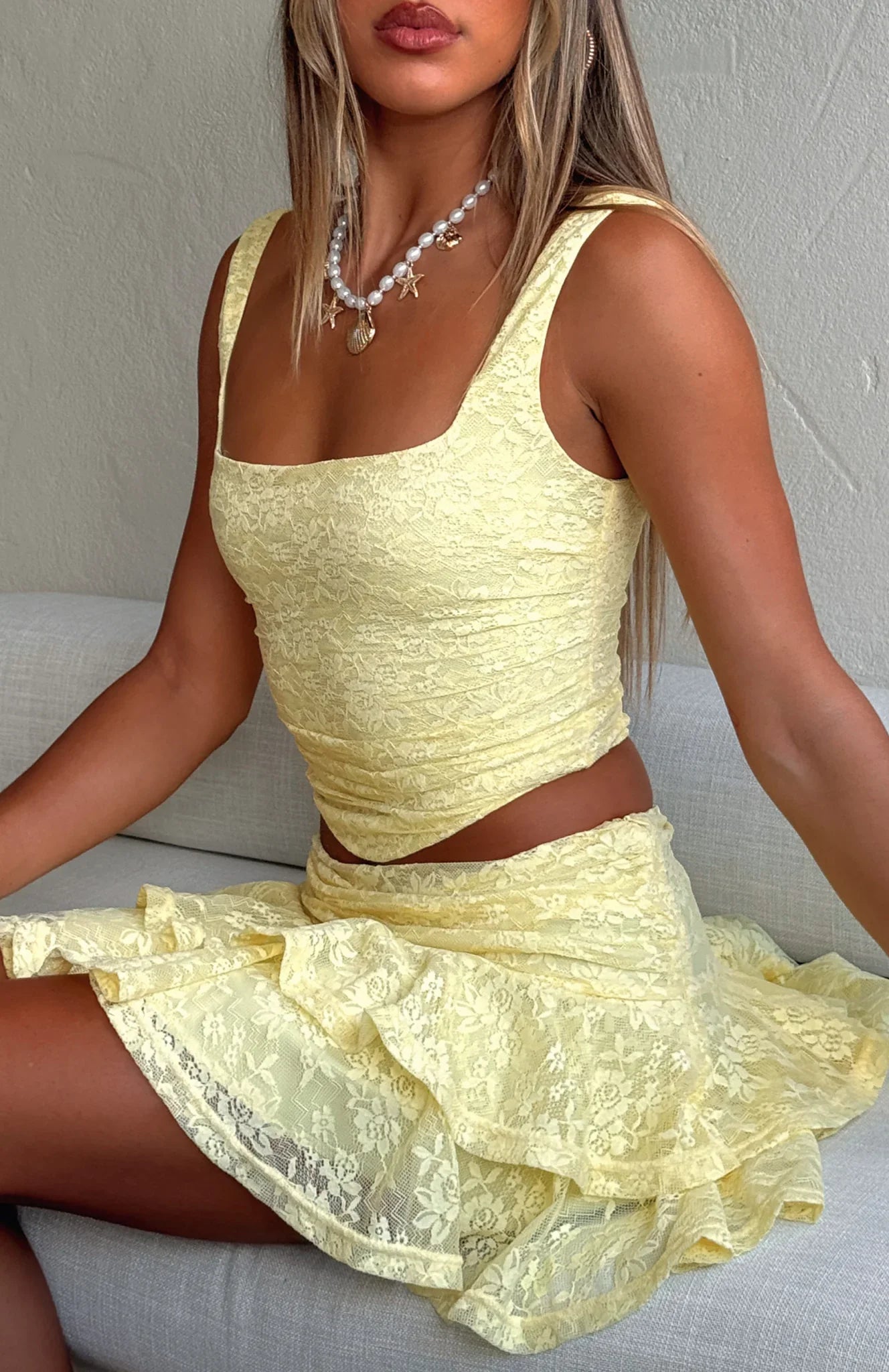 Lets Have Some Fun Lace Bustier Lemon