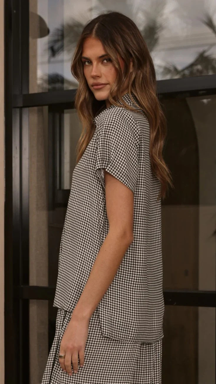 Zoelle Button Up Shirt Black Gingham