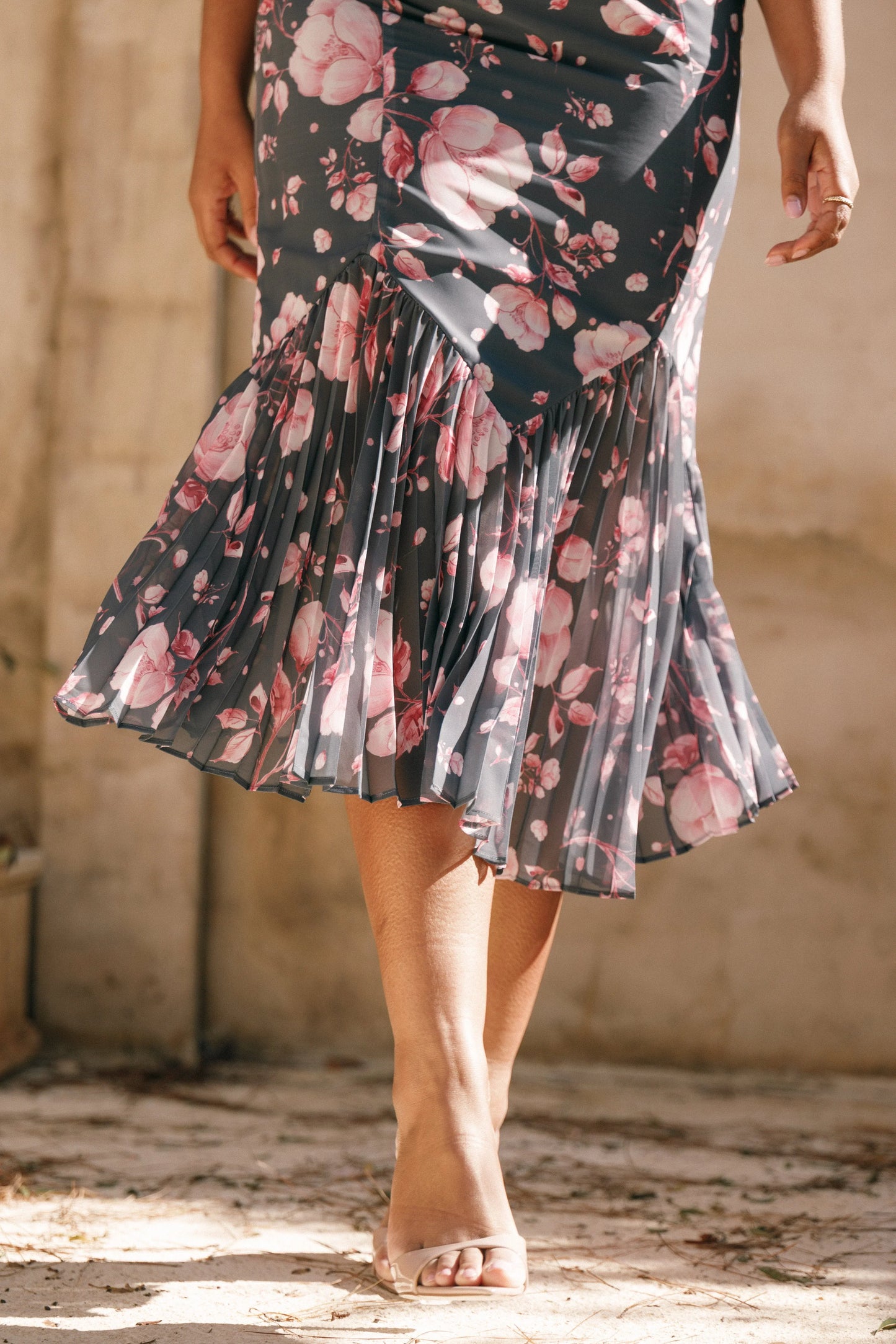 Ashton Midi Dress Steel Gray Floral