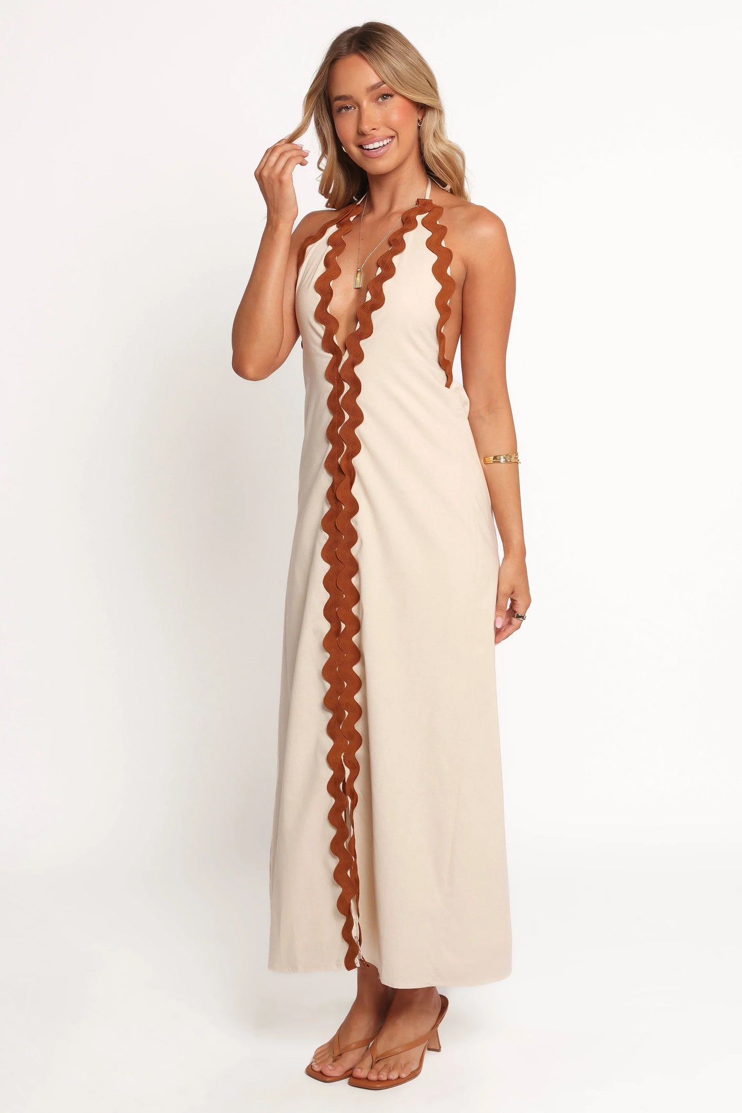 Quinley Maxi Dress Brown Cream
