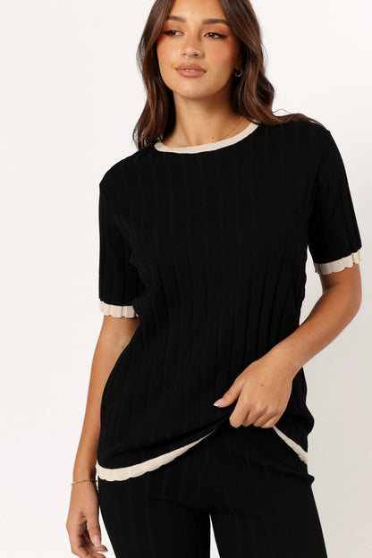 Henrie Knit Set Black Beige