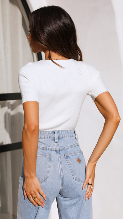 Laylin Ribbed Top White