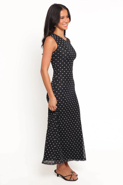 Drea Maxi Dress Black Polka Dot