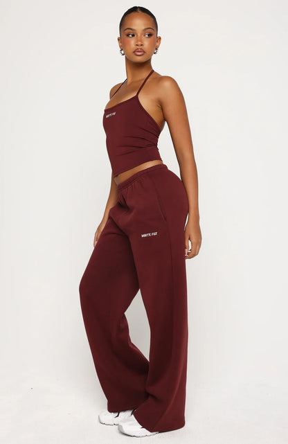Test Drive Wide Leg Sweatpants Dark Cherry