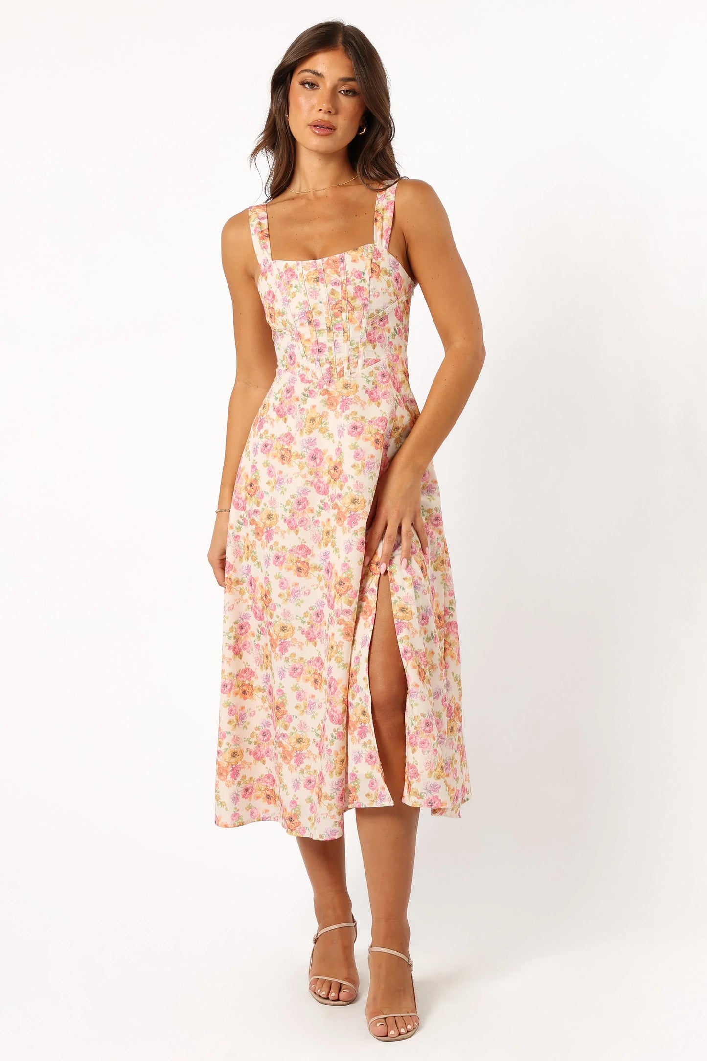 Cosima Midi Dress Pink Floral