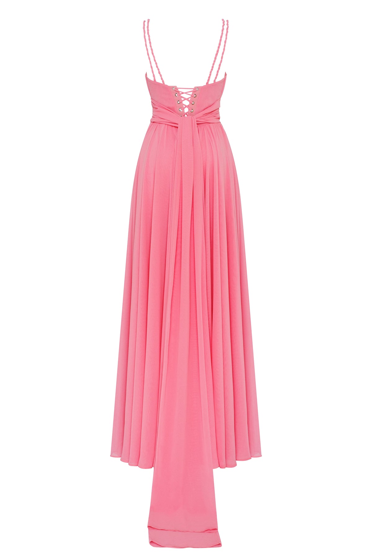Classy pink pleated maxi dress