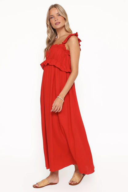 Ross Frill Strap Maxi Dress Red