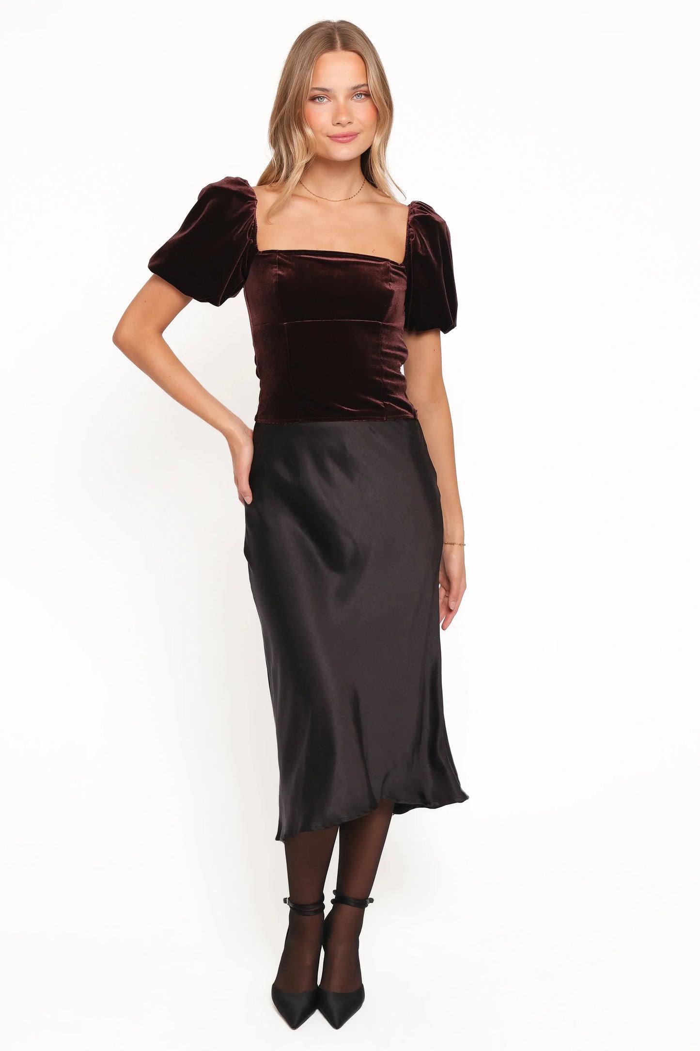 Elyria Puff Sleeve Top Chocolate