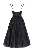 Black Tie strap cocktail dress with the elegant corset embroidery