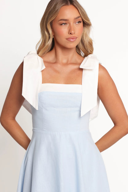 Olinda Midi Dress Pale Blue White