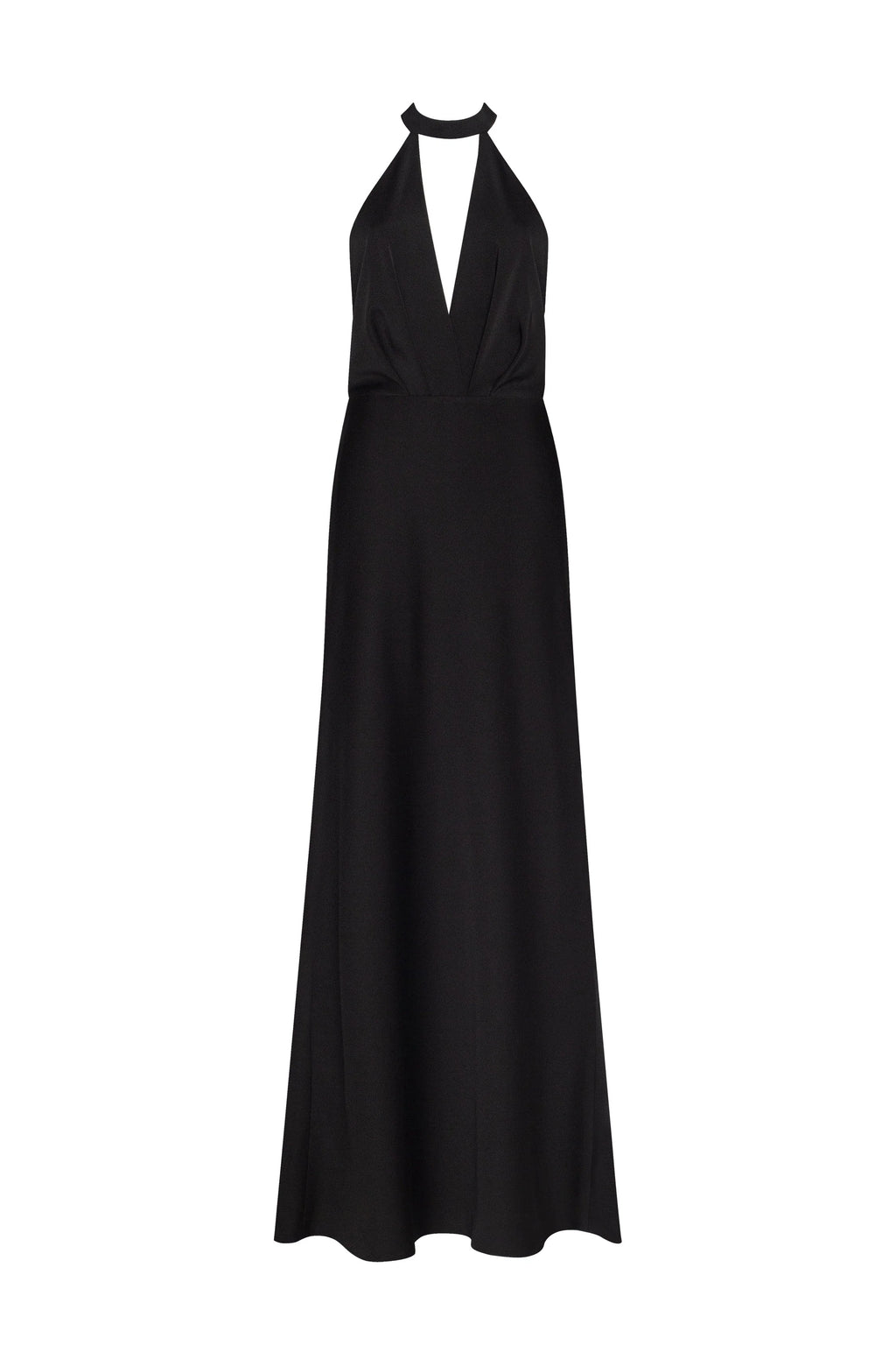 Classical black halterneck satin maxi dress Xo Xo