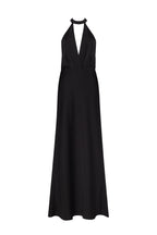 Classical black halterneck satin maxi dress Xo Xo