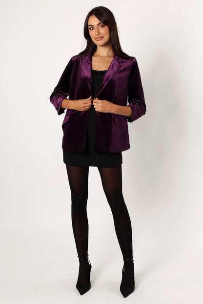 Vera Velvet Blazer Plum