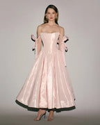 Misty Rose Taffeta Corset Midi Dress