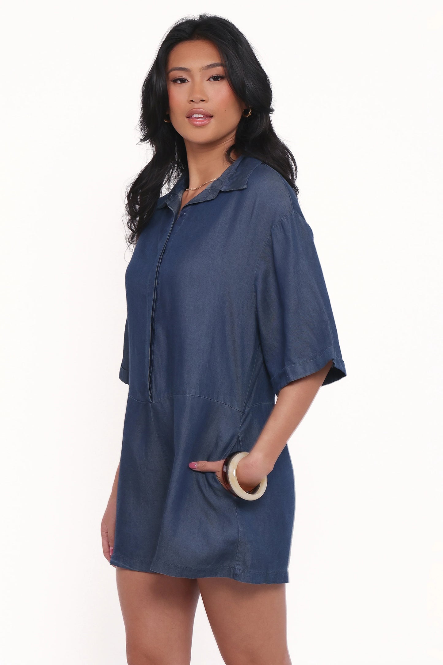 Kiya Denim Romper Dark Denim
