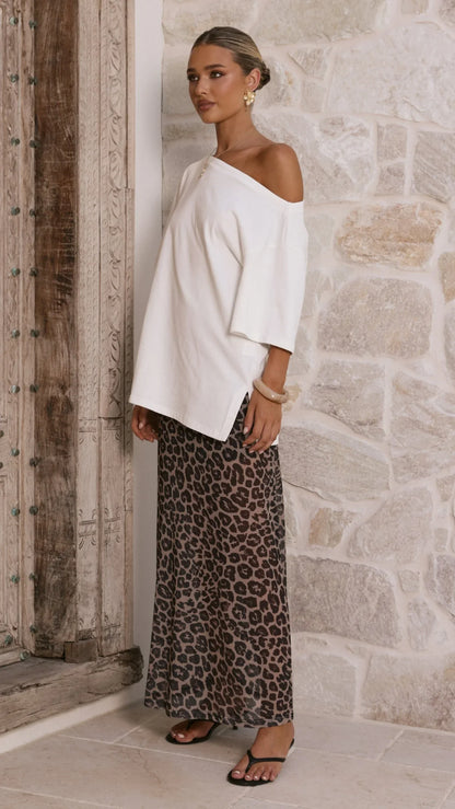 Onella Semi Sheer Maxi Skirt Leopard Print