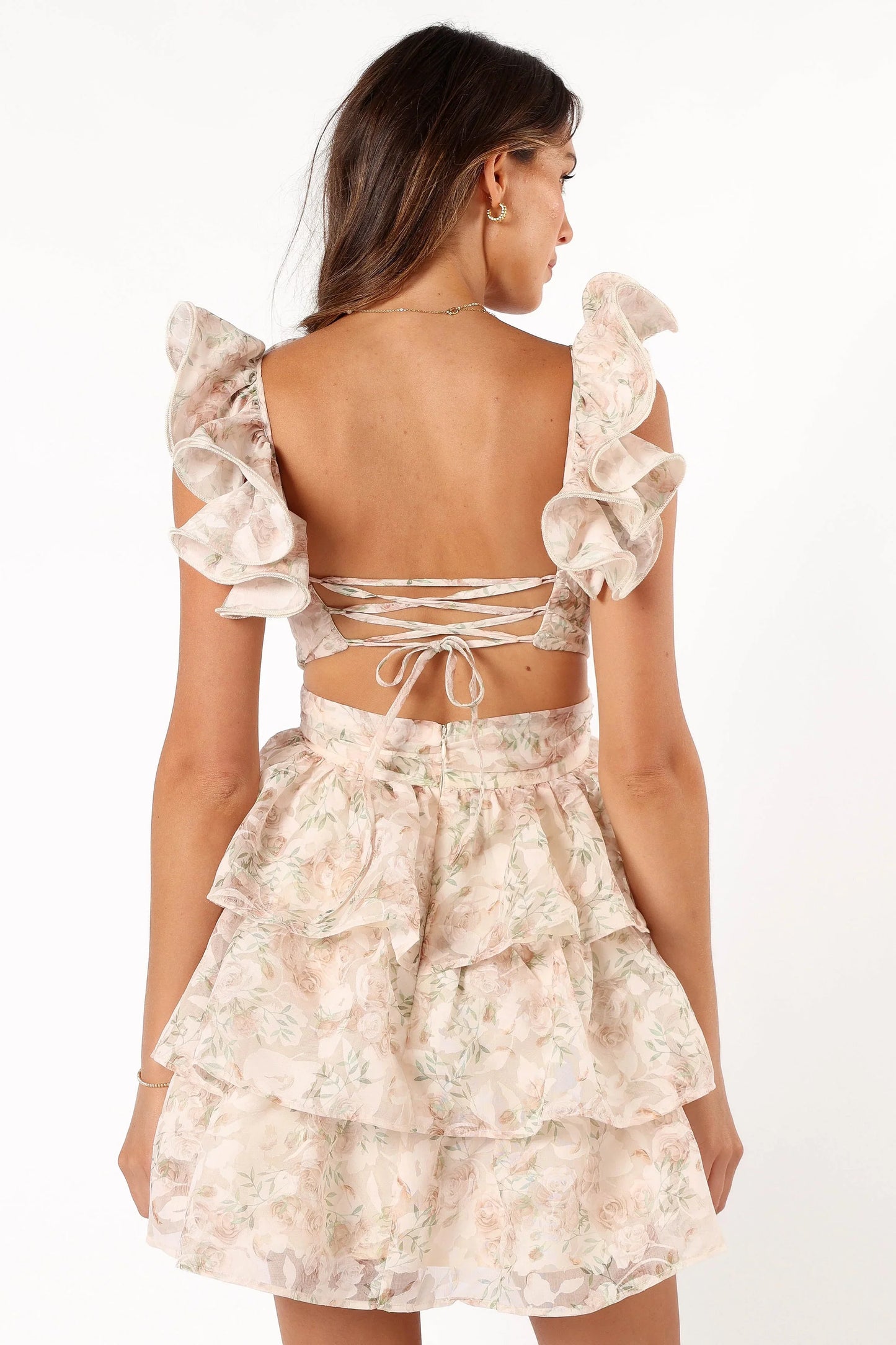 Leanna Tiered Mini Dress Rose Floral