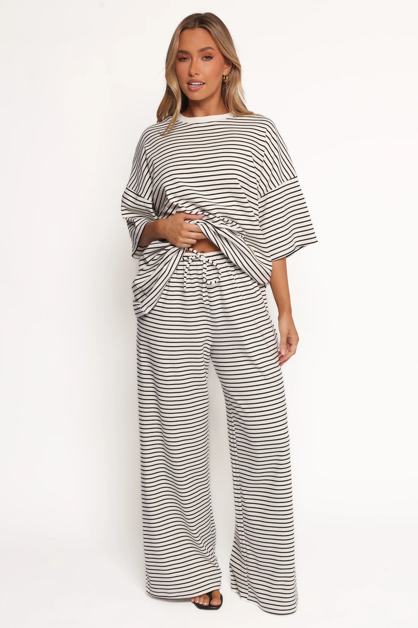 Wilda Oversized Tee White Black Stripe