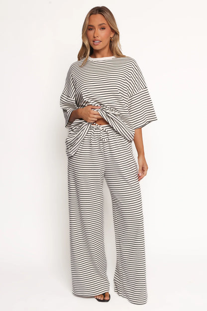 Wilda Oversized Tee White Black Stripe